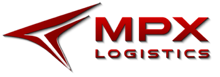 Logo with stylized red letters and a sharp design element on the left.